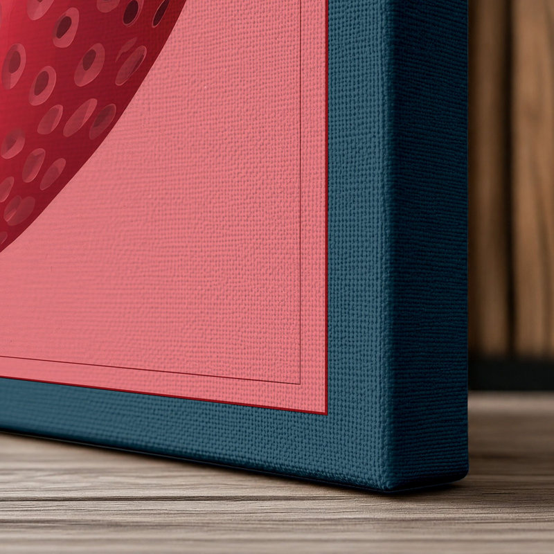Strawberry Study Botanical - Wrapped Canvas, 24x16 - 61.0 x 40.6 cm, Teal Border