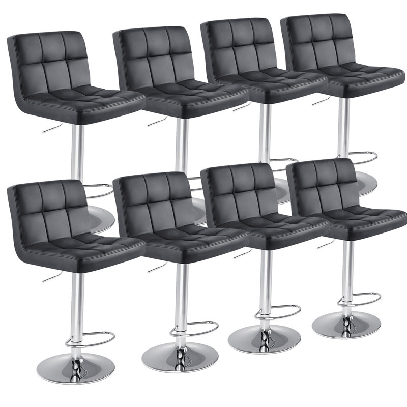 Ensemble de tabourets de bar pivotants en cuir Vegan, Noir, noir, noir, noir