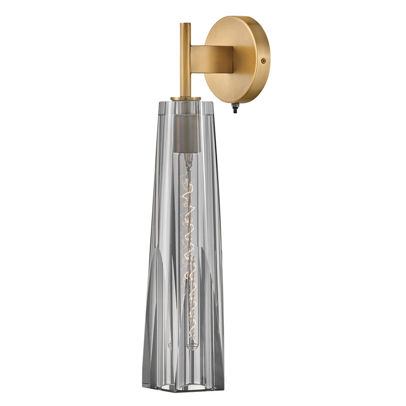 Fredrick Ramond Cosette Large Single Light Wall Sconce w/ Elongated Crystal-Cut Shade, Smoked Crystal