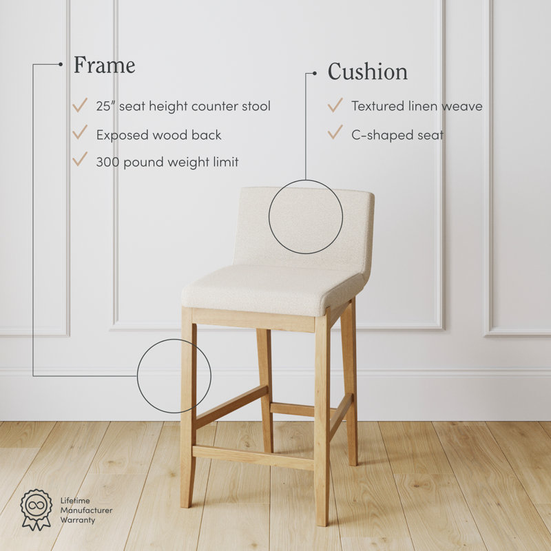 Gracie Light Brown and White Upholstered Counter Stools, Set of 2