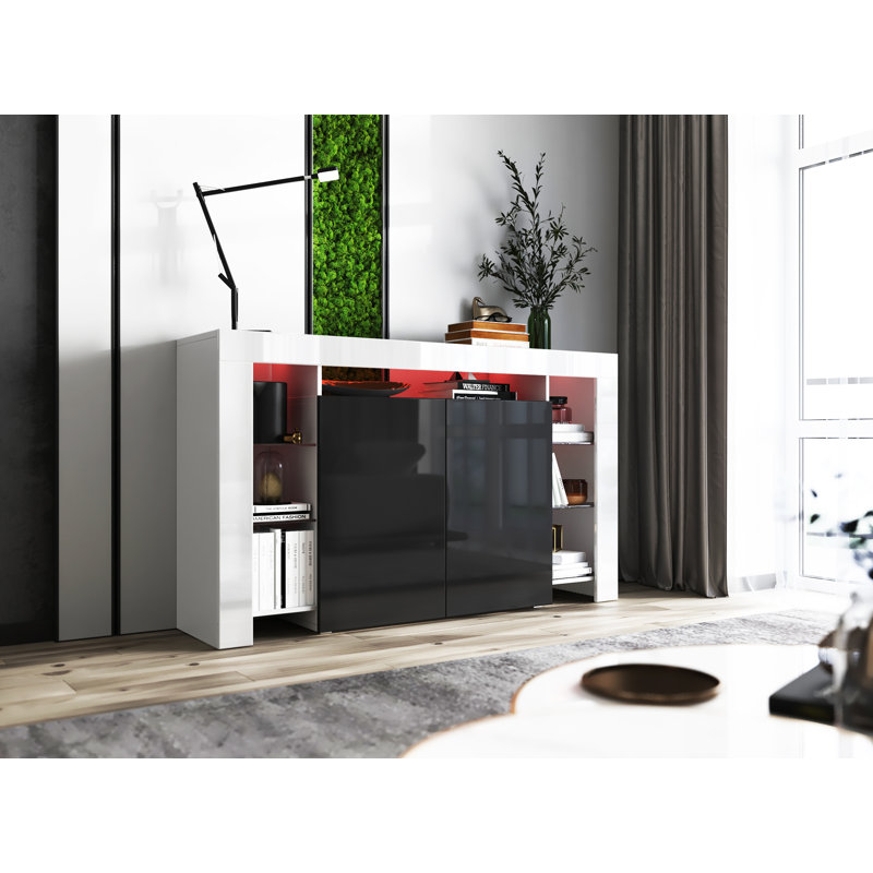 Riddick 150.5cm Sideboard, Black, With Led Lighting