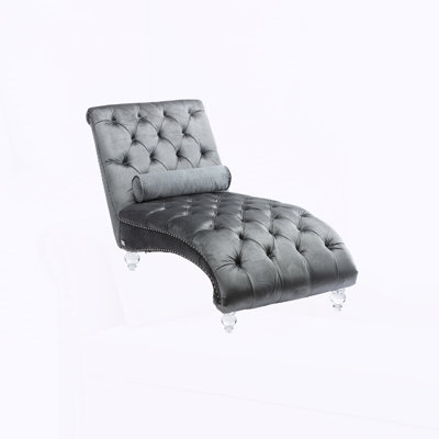 Chaise longue capitonnée à boutons avec coussin pour le bureau de la chambre à coucher