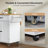 Solid Wood Top Kitchen Island, Tilt-Out Trash Bin Compartment with Drop Leaf Breakfast Bar, Mobile Kitchen Table with Faux Refrigerator Style Cabinet & Locking Casters-159571998