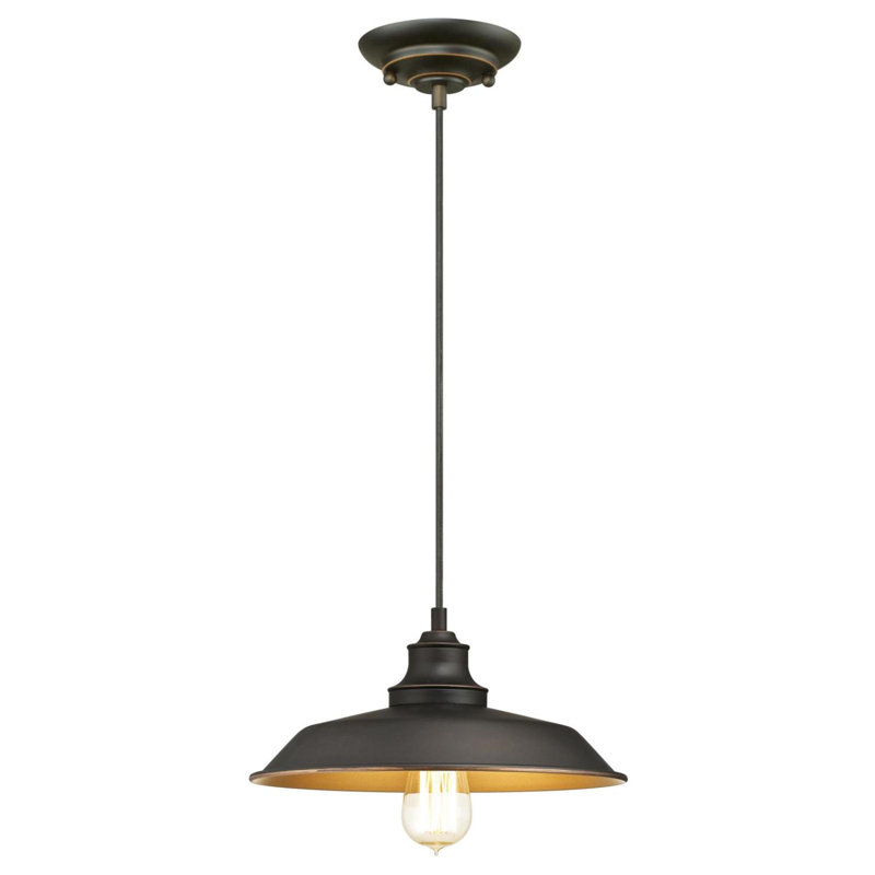 Luminaire suspendu vintage rétro en bronze huilé industriel, Bronze huilé avec faits saillants, Métal