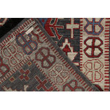 Caucasian Rug In Gray, Red & Blue Geometric Pattern By Rug & Kilim