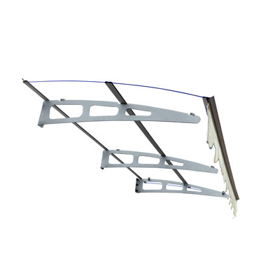 Auvent de porte en polycarbonate de 79 po x 34 po avec support en alliage d'aluminium, adapté aux jardins et aux entrées de maisons extérieures avec murs en bois, fixation stable.