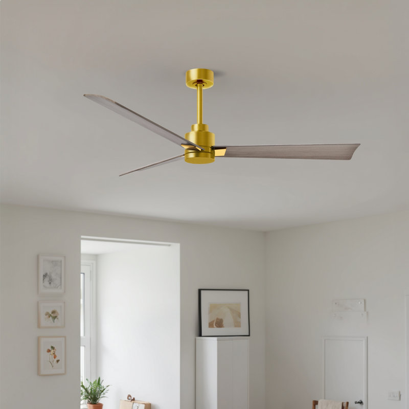 Ventilateur de plafond Alessandra, Gris cendré, Laiton brossé