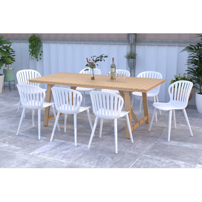 Ensemble repas 9 pièces en teck et aluminium Anautica
