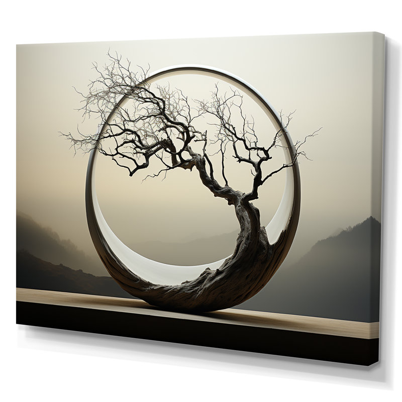 Reproduction sur toile «Bonsai», Japon, Toile tendue, H 16 po x l 32 po x P 1 po