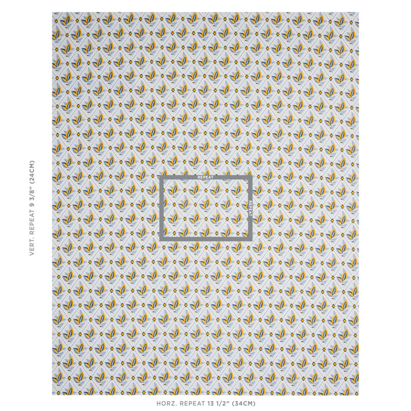 Tissu de treillis Basile, Jaune/bleu