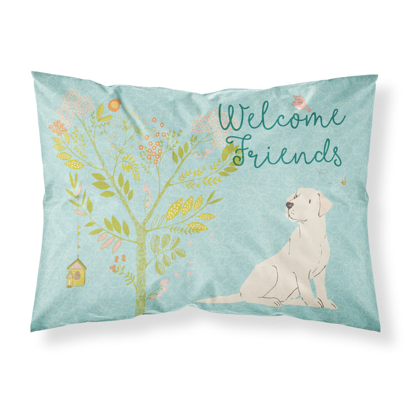 Taie d’oreiller welcome friends, Labrador Retriever blond