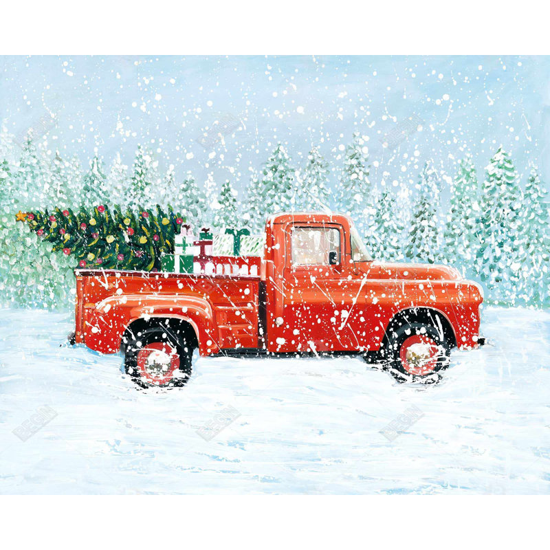 «Christmas Tree Truck - Green Living», toile encadrée