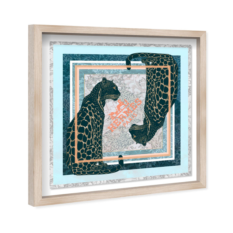 Dual Paris Cheetah Print Glam Jungle by Oliver Gal, Black Frame, 12 x 12, 17.5"H x 17.5"W, Natural Oak Frame