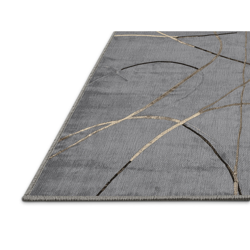 Machine Washable Gray Area Rug, Runner 2' x 4'