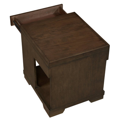 Table de bout de conception moderne avec tiroir à queue d'aronde et tablette ouverte
