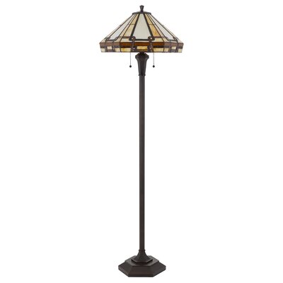 59.25"" Height Dark Metal And Resin Floor Lamp With Glass VanVleet Shade -  Canora Grey, 784028743B6340BE968D57553A88FA85