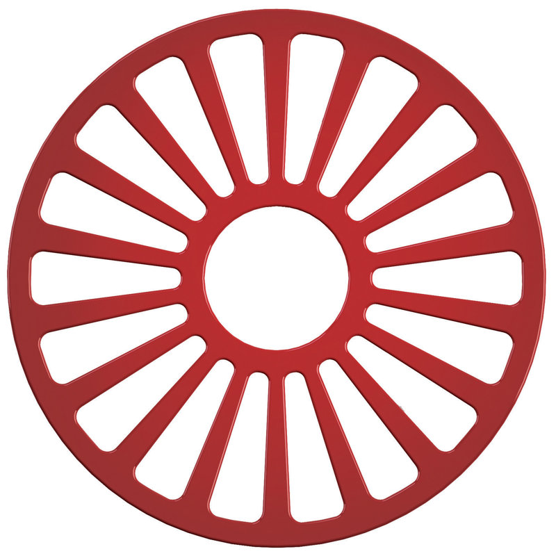 Dessous-de-plat arrondi en fonte émaillée de la trépiede, Rouge gradué