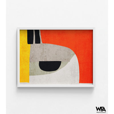 Formes organiques et lignes V par Irena Orlov, décor de formes abstraites jaunes et oranges, œuvre d'art moderne de chambre d'hôtel, décor de couloir d'entrée