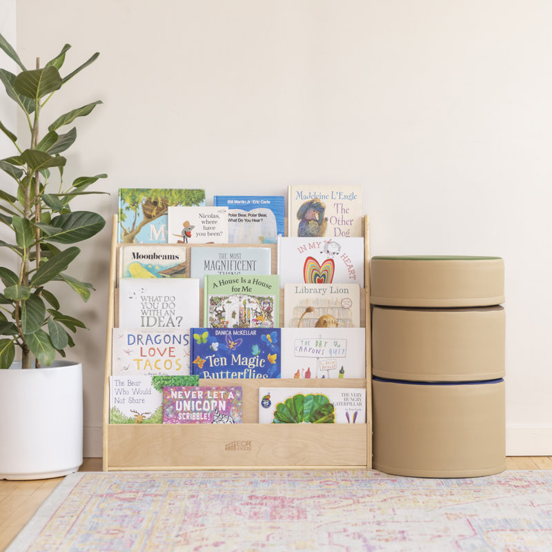 Natural Birch Wooden Kids Book Display Stand