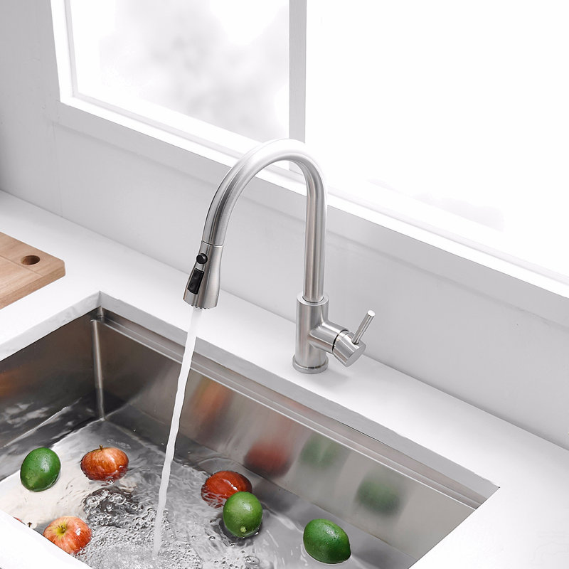 Kitchen Sink Faucet Kitchen Faucets With Pull Out Sprayer Stainless Steel Kitchen Faucet, Brushed Nickel