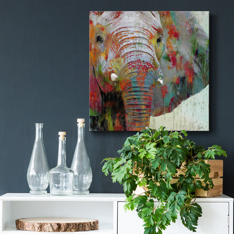 " Paint Splash Elephant ", 16" H x 16" W x 1" D