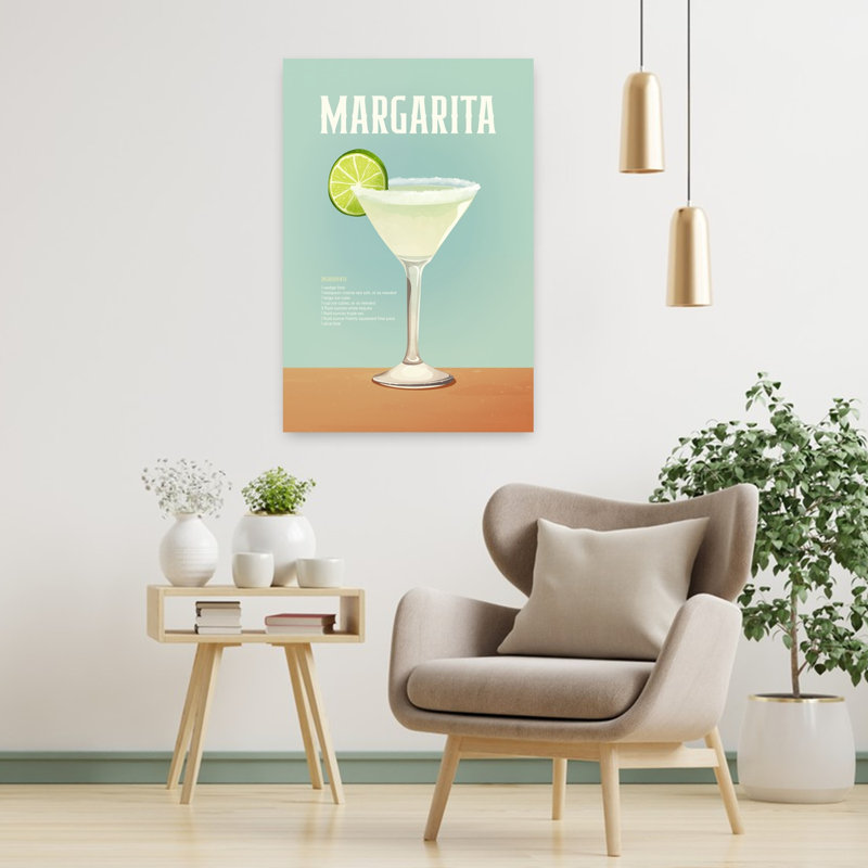 «Margarita Cocktail Recipe Classic Contemporary Summer», art mural, H 36 po x l 24 po