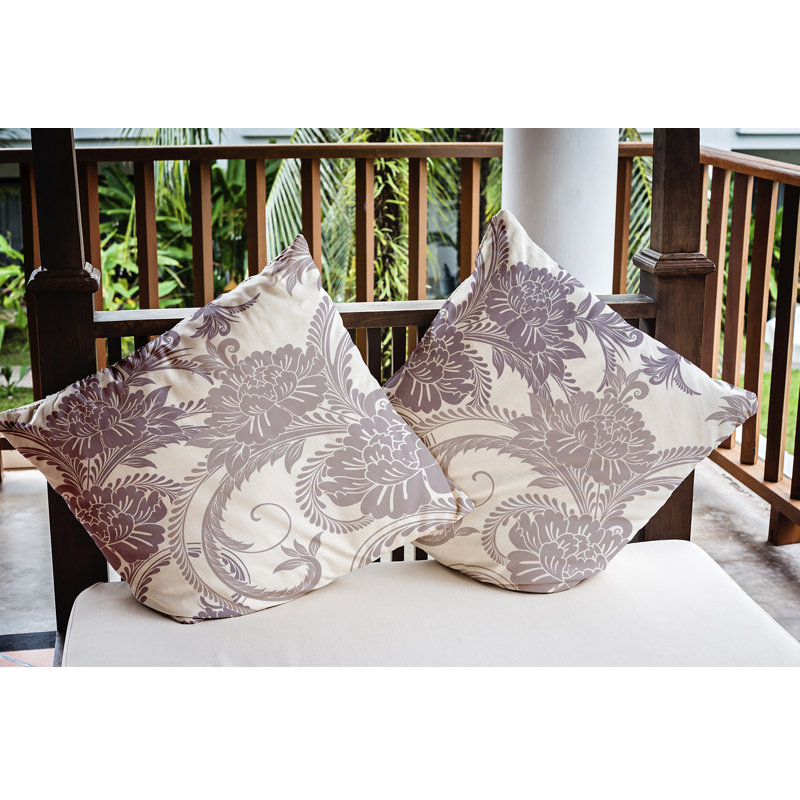 20" x 20" Purple Floral Polyester Indoor/Outdoor Throw Pillow