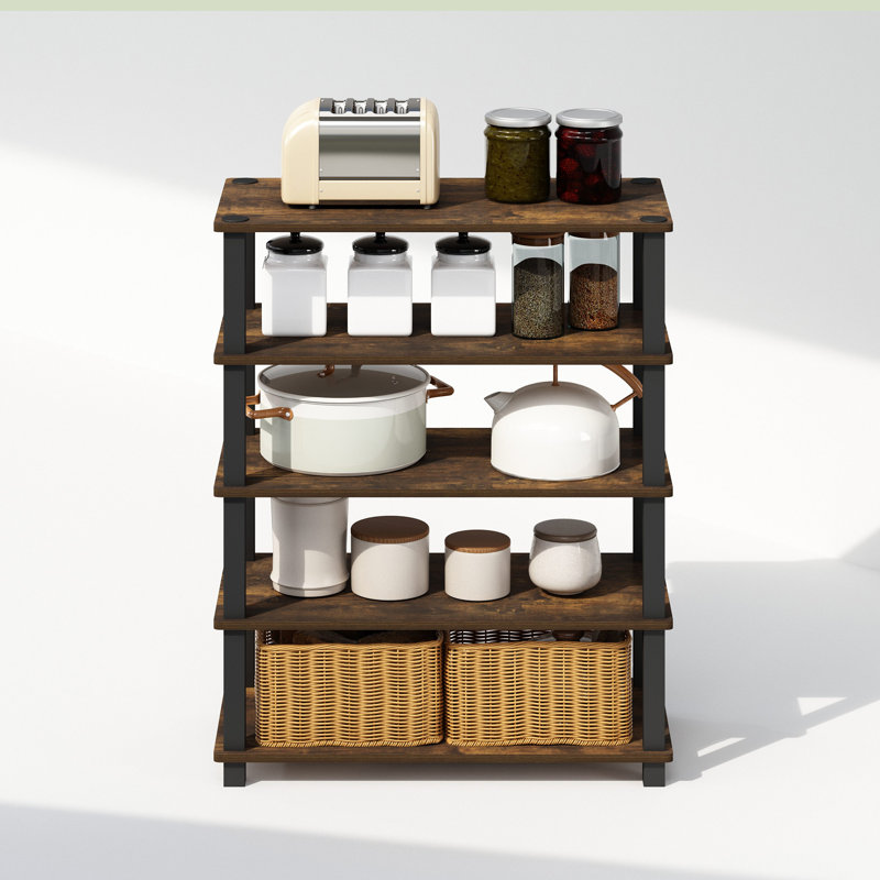 Ensemble de 2 tablettes debout polyvalentes empilables Lynde, 3 pièces, Pin ambré / noir, H 22,2 po x l 23,6 po x P 11,6 po