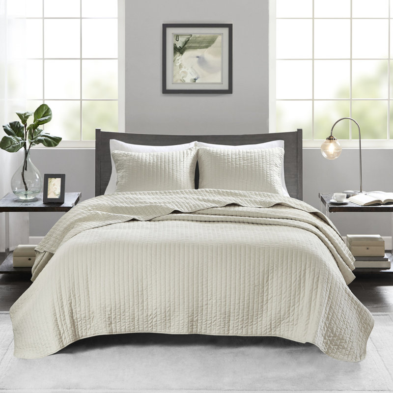 3 pièces de courtepointe crème double / grand - microfibre et coton, réversible pour une nuit de sommeil sereine douce, avec literie en coton