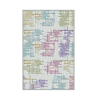 Stylish Woven Carpet, 5.2 x 7.5 Feet | 100% Polyester, 0.3 in Pile Height, Antibacterial, Non-Slip PVC Dot Underside | Machine Washable, 3D Digital Print | Perfect for Living Room, Bedroom & Home Décor