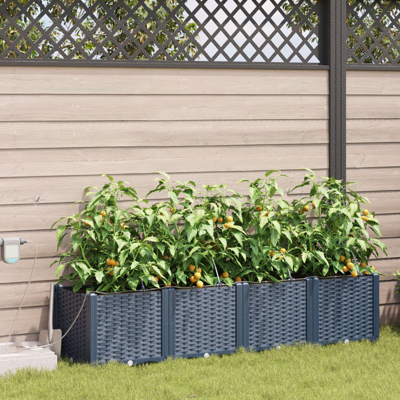 Garden Planter Polypropylene Large Planters, 37.5cm H x160cm W x 40cm D, Grey