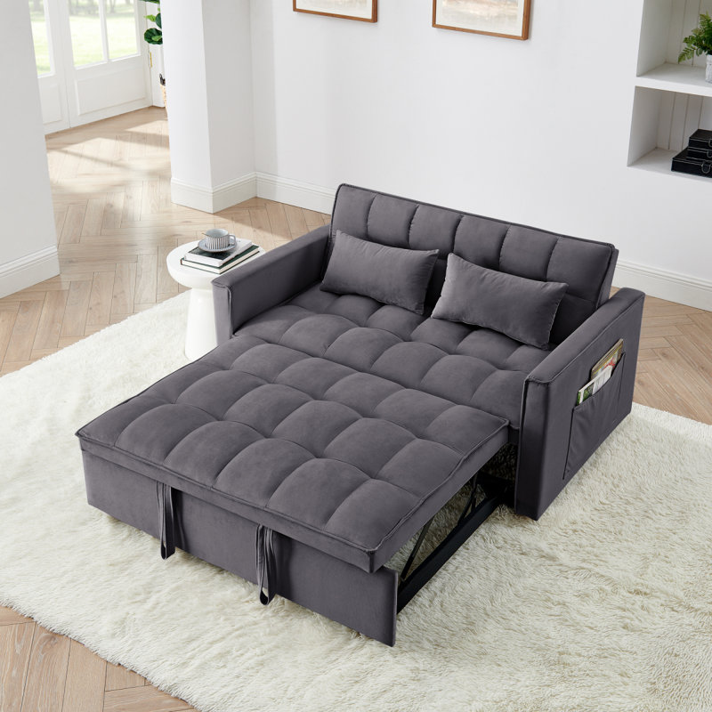 54,33 po Canapé-lit pliable polyvalent en 3 longueurs, canapé-lit moderne, canapé-lit en velours, dossier réglable