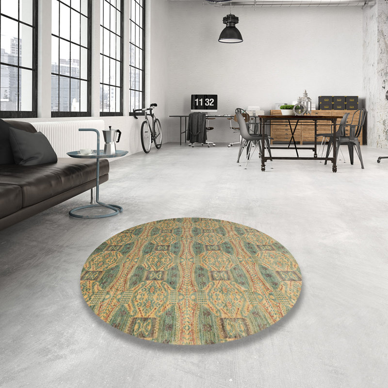 Tapis marocain brun / vert, Rond 4 pi