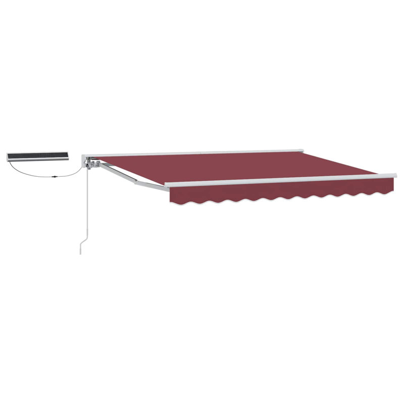 VidaXL Polyester Cover Retractable Patio Awning, Burgundy/White, 250cm W x 200cm D