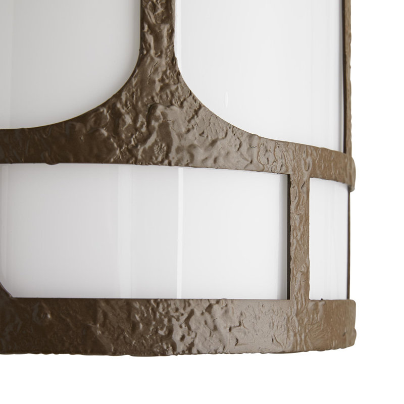 Aged Brass and Opal Glass Outdoor Pendant Light