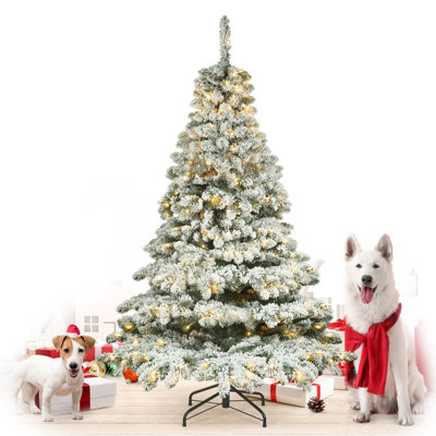 Arbre de Noël artificiel épinette enneigé 6 pi avec 755 pointes et 450 lumières DEL
