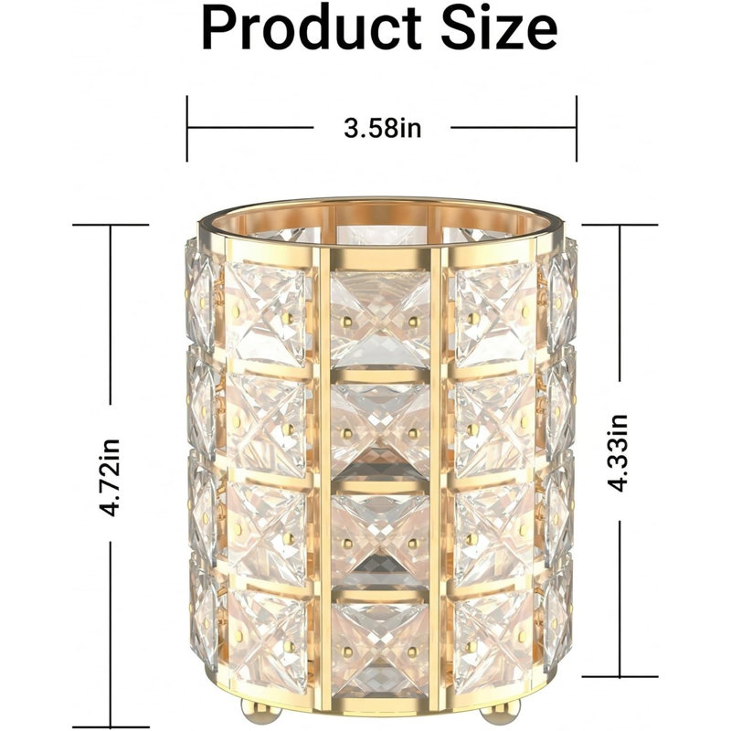 Porte-pinceau à maquillage avec cristal doré, paquet de 2