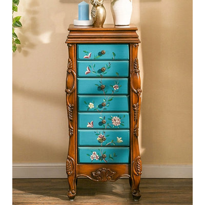 American-Style Rubberwood Jewelry Storage Chest