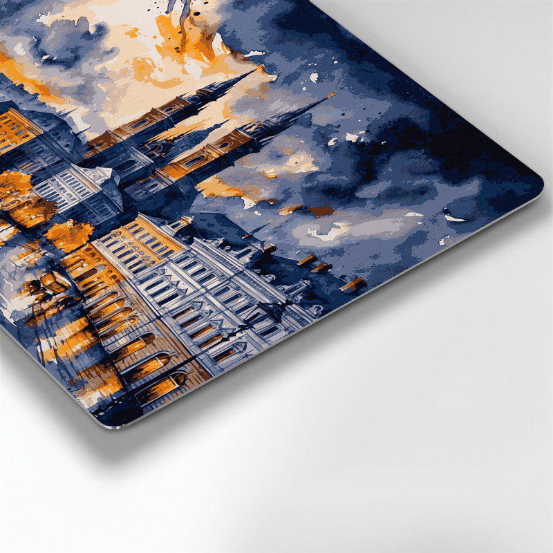 Art mural gris en cités avec villes de Vienne en Autriche, H 12 po x l 18 po