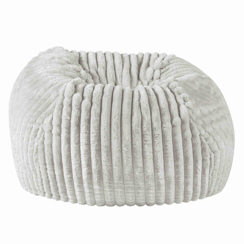 Modern Elegant Comfort Beanbag Chair, White Polyester