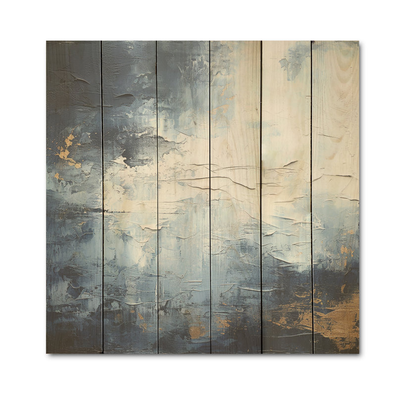 Minimalisme, ciel bleu, tempête, art sur bois de pin naturel, H 15 po x l 15 po