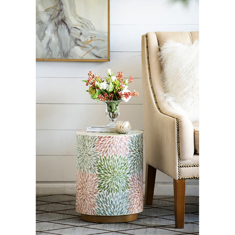 / Rose, table d'appoint cylindrique, beauté, 14 x 14 x 18 po, siège de jardin de table 13,2 lb, Art Radiance, 14 x 14 x 18 po, siège