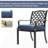 7 Pcs Patio Dining , Metal With Navy Blue Cushions, Stable Iron For Outdoor Garden Lawn Use