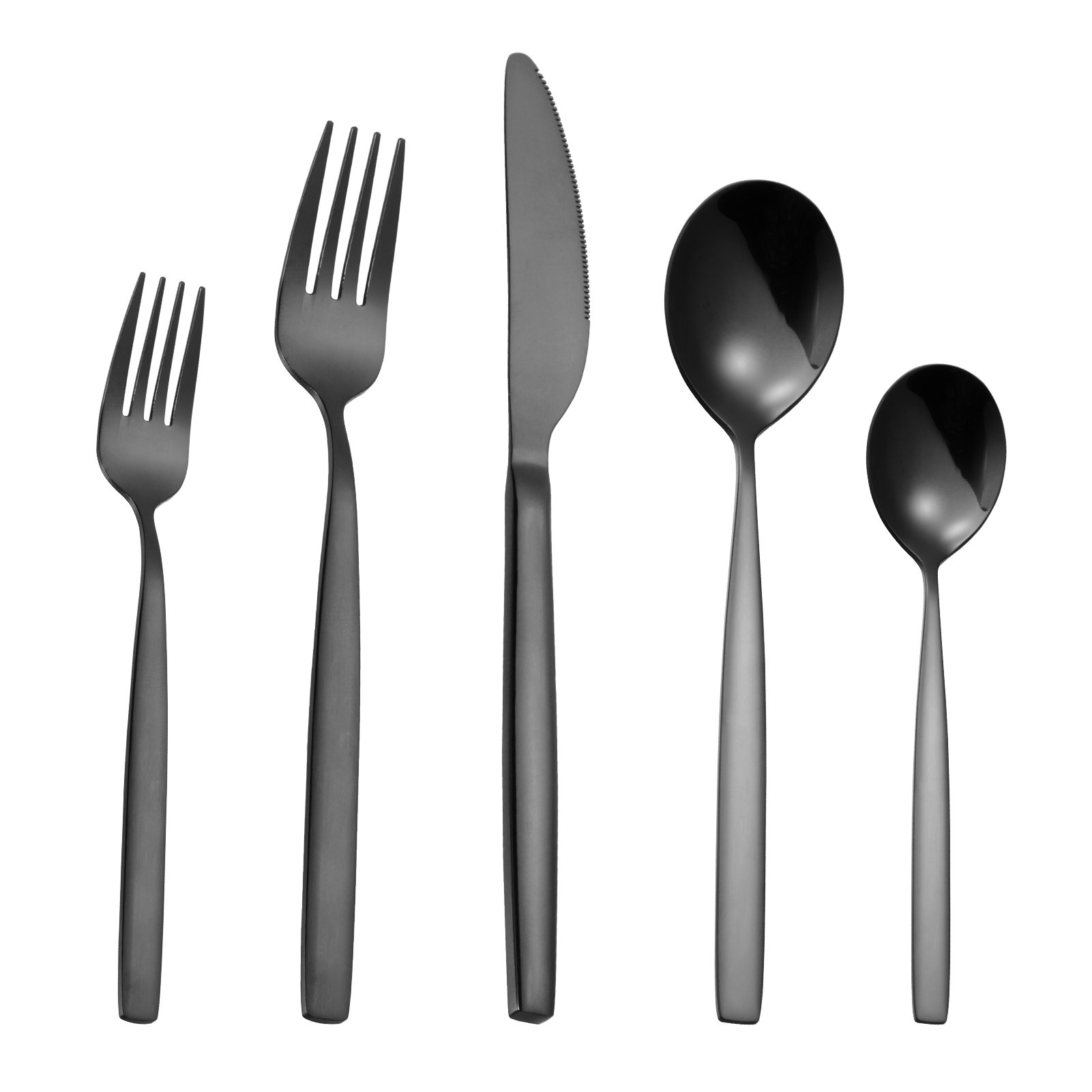 Orren Ellis Matte Black Silverware Set , 40-Piece Stainless Steel