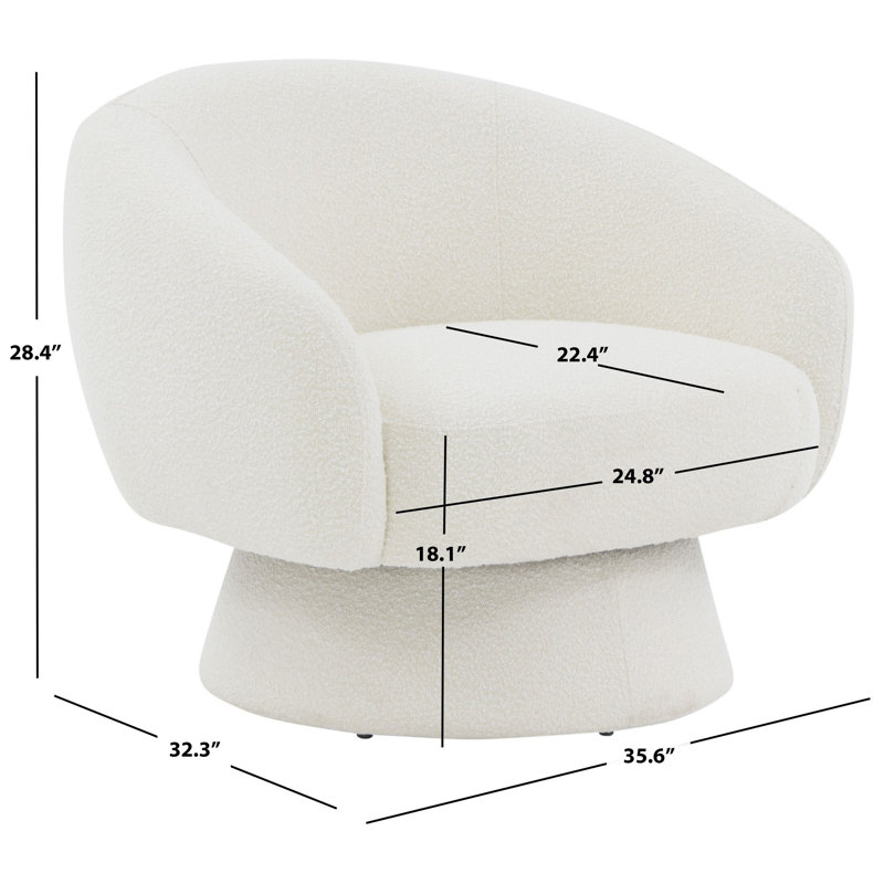 Boucle Swivel Barrel Chair, Ivory