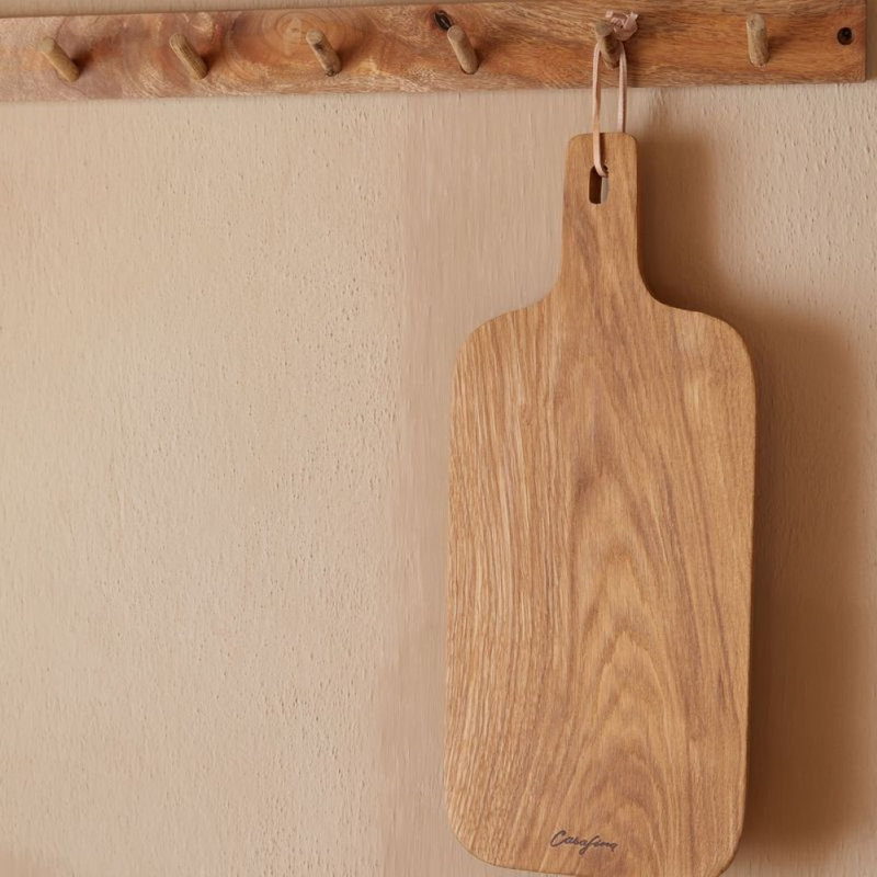 Planche à découper en bois de chêne avec poignée, 16,5 po x 7 po