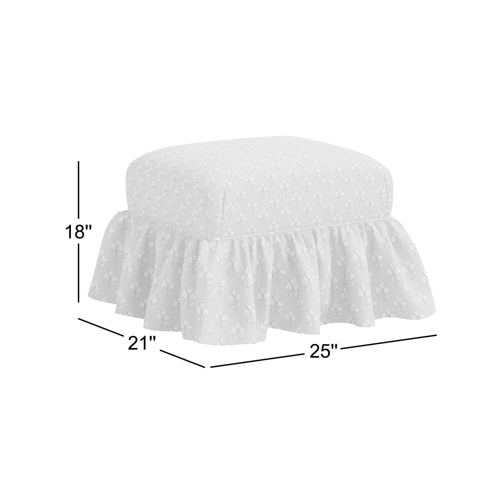 Stoffer Home x Cloth & Company June Ottoman , Michigan Bird Toile Sand