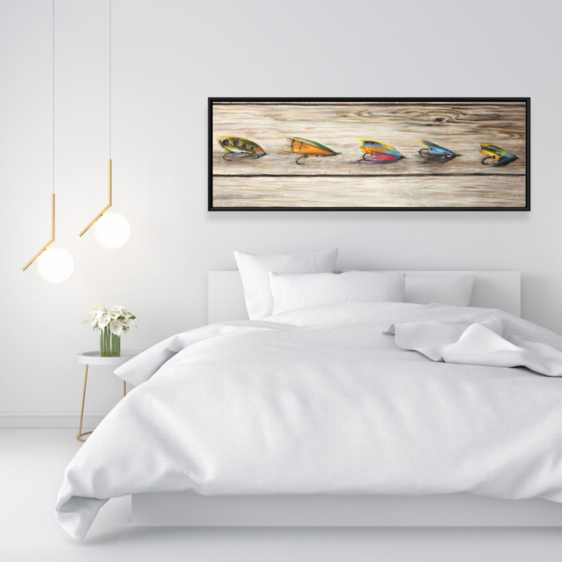 «Pêche à la mouche sur fond de bois» sur toile