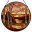 12"H Autumn Landscape Stained Glass Window Panel-120200747