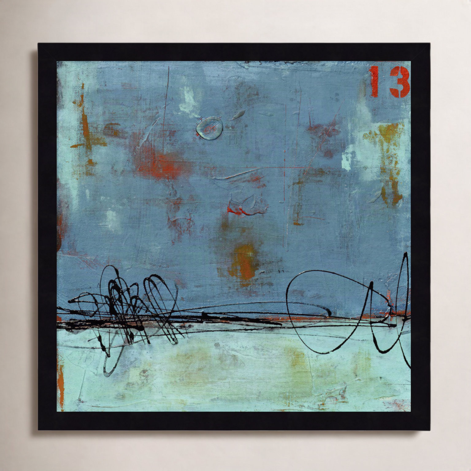 Blue Bay Marina I Print by Erin Ashley, 17" H x 17" W, Black